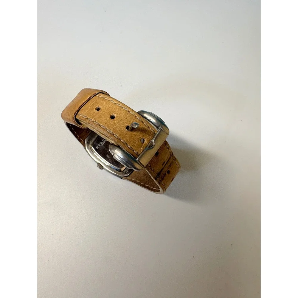 Kenneth Cole Reaction Mens Watch Tan Leather Strap Date Window V29‎ Quartz